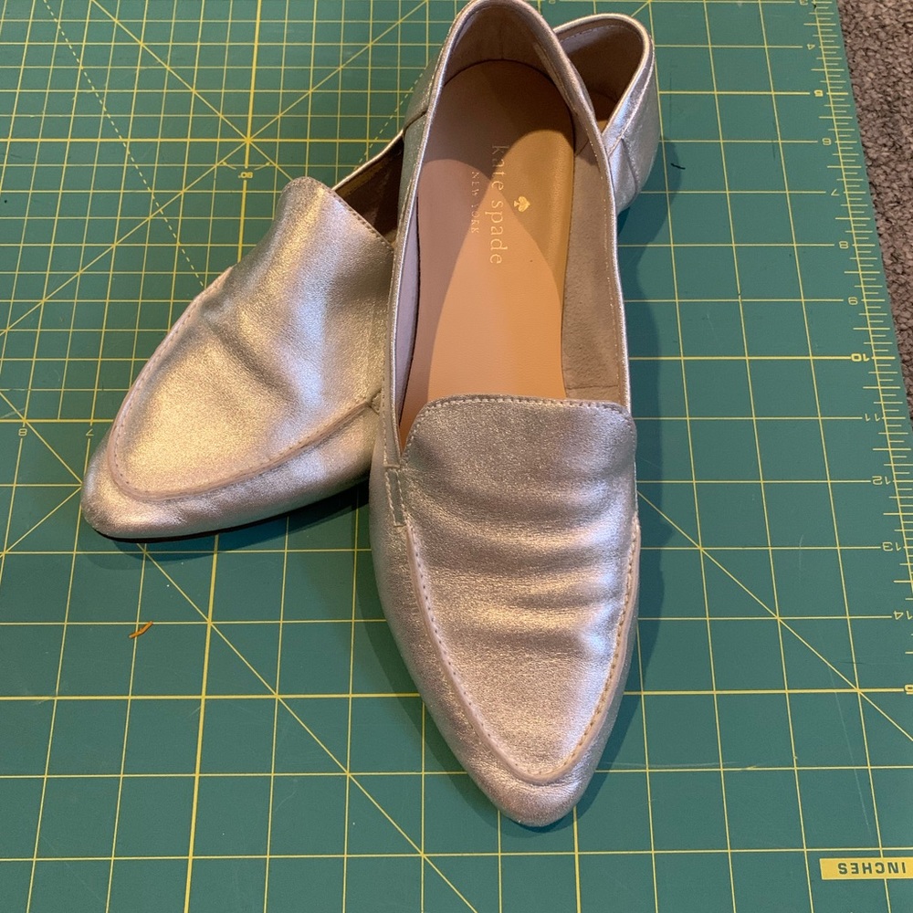 Kate Spade Silver Loafers